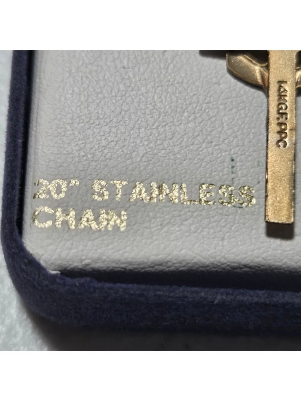 14K Gold Filled Crucifix Pendant Necklace 20 inch Stainless Chain Religious